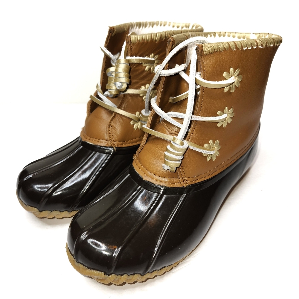 Jack Rogers Chloe Dark Brown and Tan Duck Boots 7